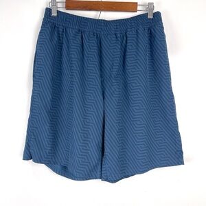 Peloton Turin Shorts Blue Logo Athletic Lined Men's Size Large 8" Inseam Gym